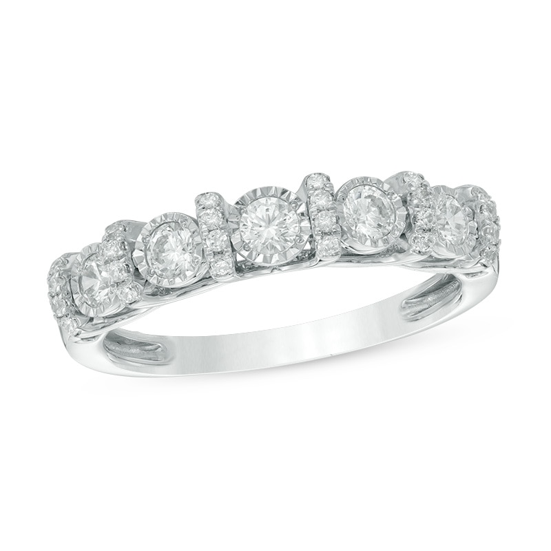 Previously Owned - 0.50 CT. T.W. Diamond Bar Wedding Band in 10K White Gold|Peoples Jewellers