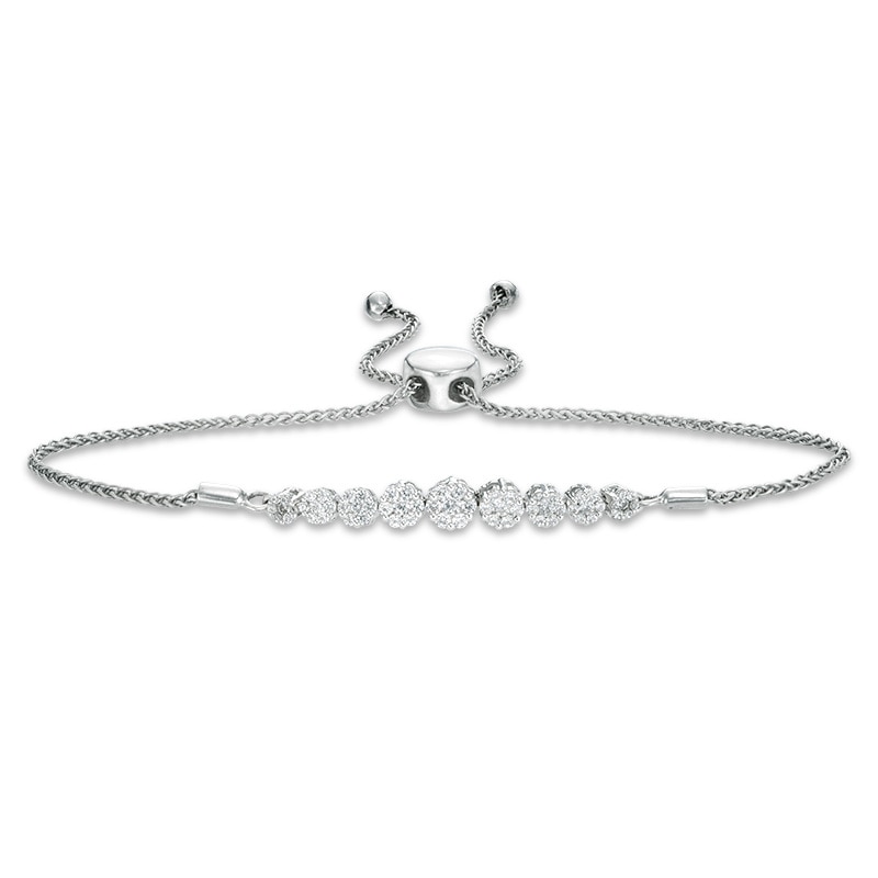 Previously Owned - 0.50 CT. T.W. Composite Diamond Bolo Bracelet in 10K White Gold - 8.0"|Peoples Jewellers