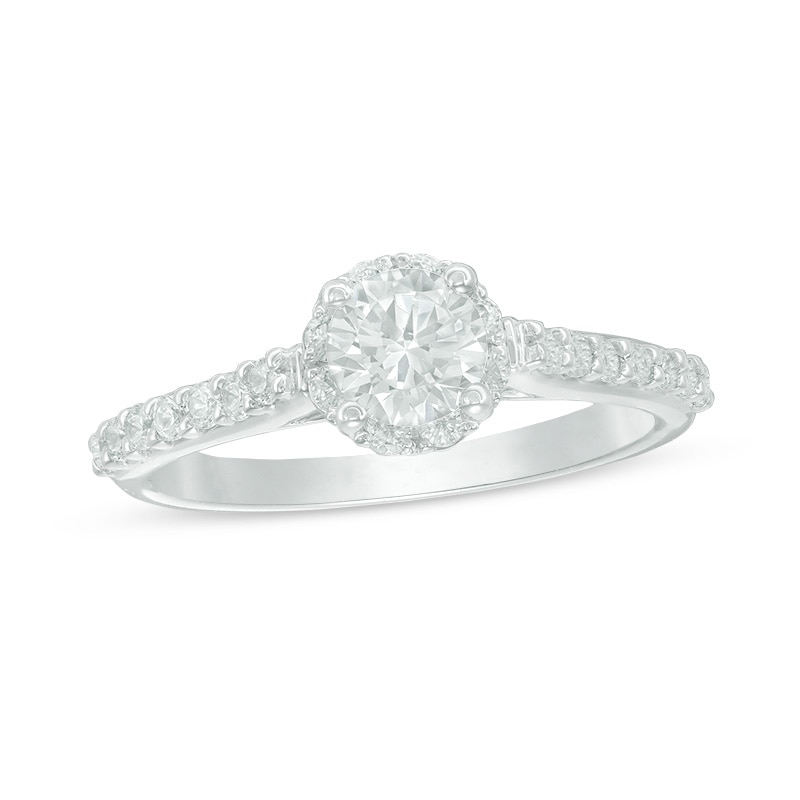 Main Image 1 of Previously Owned - 1.00 CT. T.W. Diamond Frame Engagement Ring in 14K White Gold