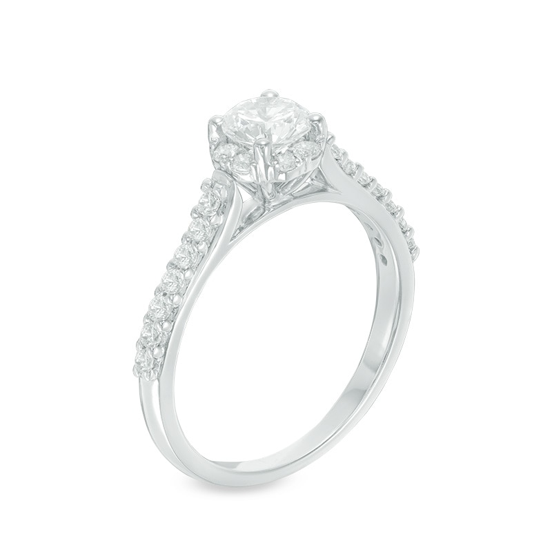 Main Image 2 of Previously Owned - 1.00 CT. T.W. Diamond Frame Engagement Ring in 14K White Gold