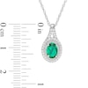 Thumbnail Image 3 of Previously Owned - Oval Lab-Created Emerald and White Sapphire Frame Split Shank Ring and Pendant Set in Sterling Silver