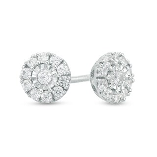 Previously Owned - 0.20 CT. T.W. Diamond Frame Stud Earrings in 10K White Gold