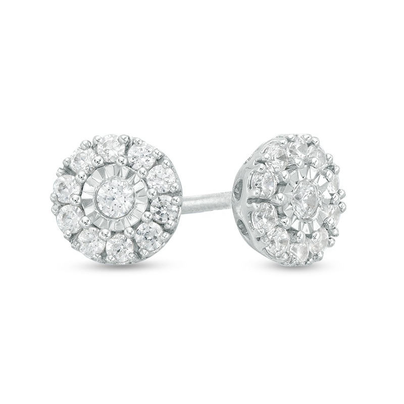 Previously Owned - 0.20 CT. T.W. Diamond Frame Stud Earrings in 10K White Gold|Peoples Jewellers