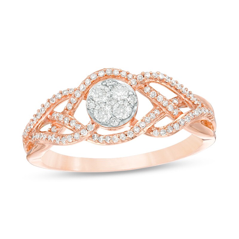 Main Image 1 of Previously Owned - 0.30 CT. T.W. Composite Diamond Swirl Bypass Ring in 10K Rose Gold