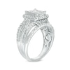 Previously Owned - 1.00 CT. T.W. Princess-Cut Composite Diamond Frame Multi-Row Engagement Ring in 10K White Gold