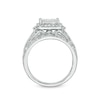 Previously Owned - 1.00 CT. T.W. Princess-Cut Composite Diamond Frame Multi-Row Engagement Ring in 10K White Gold