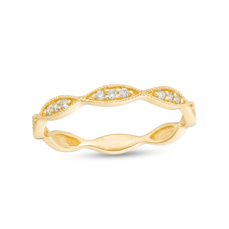 Previously Owned - 0.085 CT. T.W. Diamond Marquise Frame Vintage-Style Anniversary Band in 10K Gold