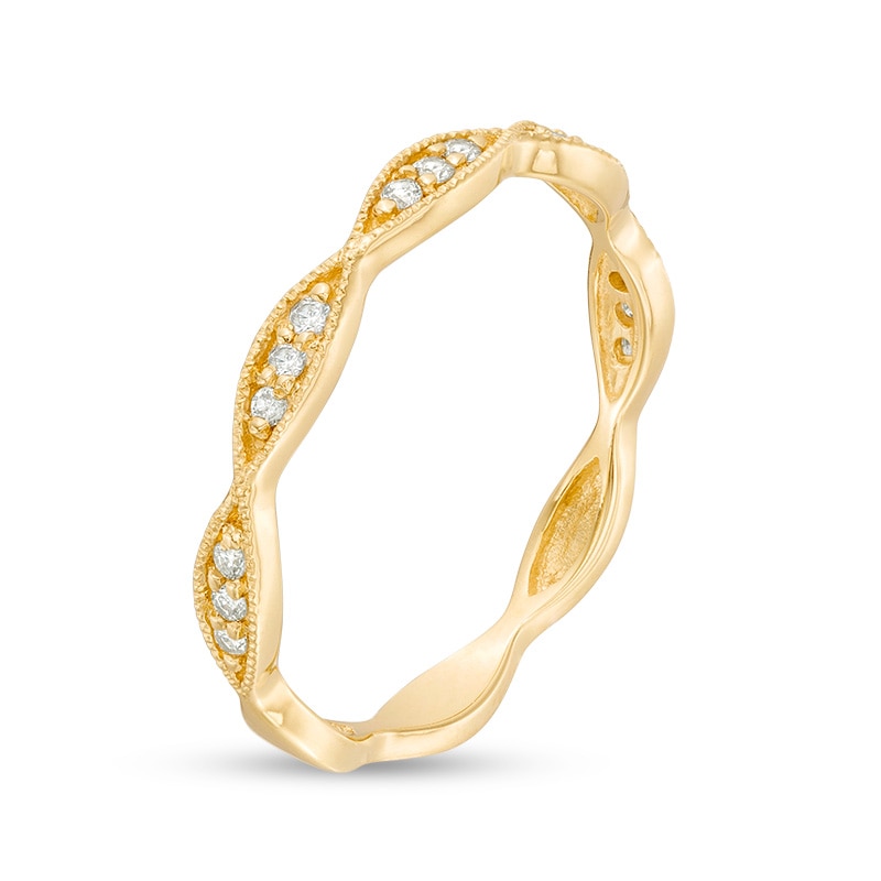 Previously Owned - 0.085 CT. T.W. Diamond Marquise Frame Vintage-Style Anniversary Band in 10K Gold