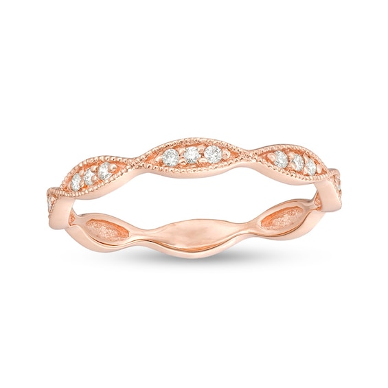 Previously Owned - 0.085 CT. T.W. Diamond Marquise Frame Vintage-Style Anniversary Band in 10K Rose Gold