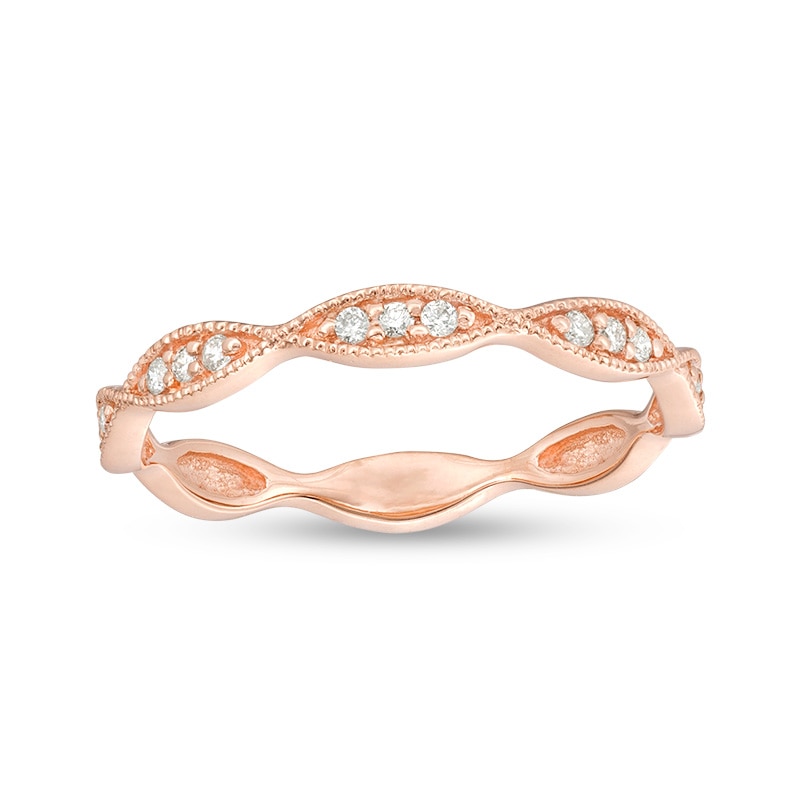 Previously Owned - 0.085 CT. T.W. Diamond Marquise Frame Vintage-Style Anniversary Band in 10K Rose Gold|Peoples Jewellers
