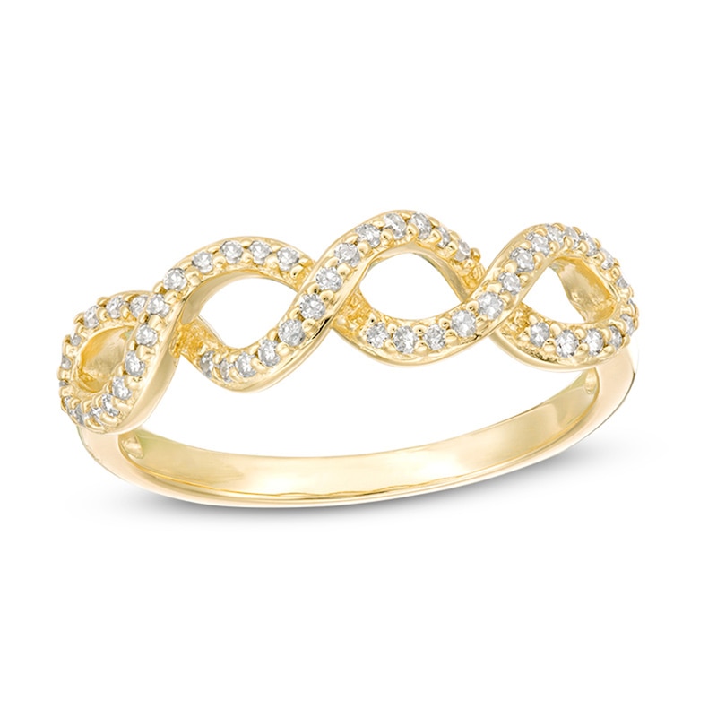 Previously Owned - 0.19 CT. T.W. Diamond Twist Infinity Ring in 10K Gold