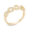 Thumbnail Image 1 of Previously Owned - 0.19 CT. T.W. Diamond Twist Infinity Ring in 10K Gold