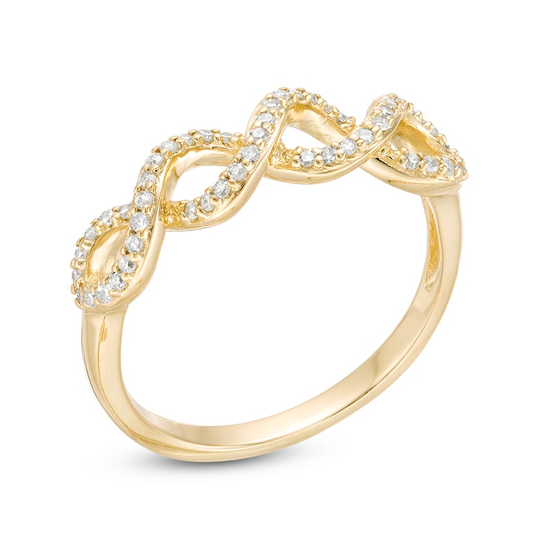Previously Owned - 0.19 CT. T.W. Diamond Twist Infinity Ring in 10K Gold