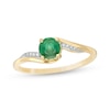 Thumbnail Image 0 of Previously Owned - 5.0mm Emerald and Diamond Accent Bypass Ring in 10K Gold