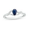 Thumbnail Image 0 of Previously Owned - Pear-Shaped Blue Sapphire and Diamond Accent Split Shank Ring in 10K White Gold