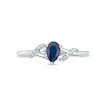 Thumbnail Image 3 of Previously Owned - Pear-Shaped Blue Sapphire and Diamond Accent Split Shank Ring in 10K White Gold