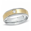 Previously Owned - Ladies' Diamond Solitaire Accent Wedding Band in 10K Two-Tone Gold