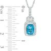 Previously Owned - Blue Topaz and Lab-Created White Sapphire Buckle Frame Pendant and Ring Set in Sterling Silver