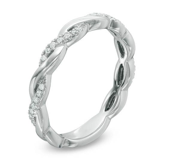 Previously Owned - 0.12 CT. T.W. Diamond Twist Band in 10K White Gold