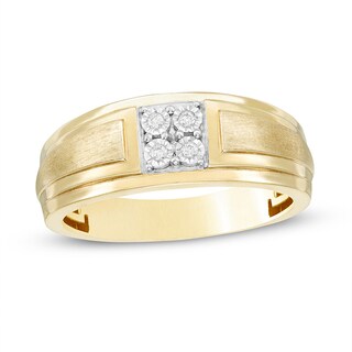 Previously Owned - Men's 0.04 CT. T.W. Quad Diamond Anniversary Band in 10K Gold