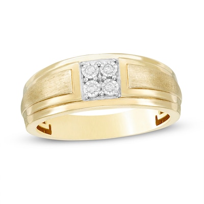 Previously Owned - Men's 0.04 CT. T.W. Quad Diamond Anniversary Band in 10K Gold