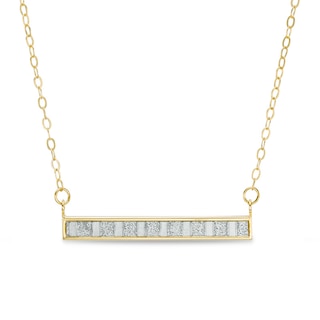 Previously Owned - Glitter Enamel Striped Sideways Bar Necklace in 14K Gold