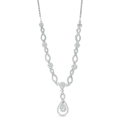 Previously Owned - 1.00 CT. T.W. Composite Diamond Teardrop Infinity Necklace in 10K White Gold - 17"