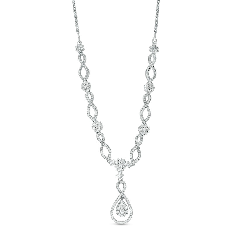 Previously Owned - 1.00 CT. T.W. Composite Diamond Teardrop Infinity Necklace in 10K White Gold - 17"