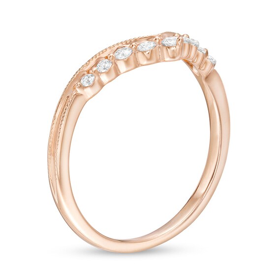 Previously Owned - 0.145 CT. T.W. Diamond Chevron Anniversary Band in 10K Rose Gold