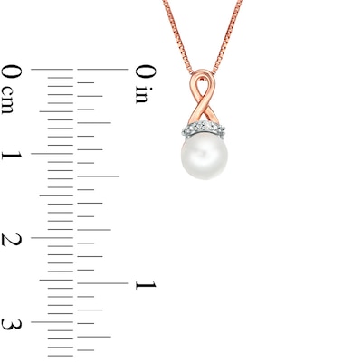 Previously Owned-6.0mm Freshwater Cultured Pearl and Diamond Accent Loop Pendant in 10K Rose Gold