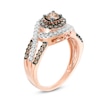 Previously Owned - 1.01 CT. T.W. Champagne and White Diamond Bypass Frame Ring in 10K Rose Gold