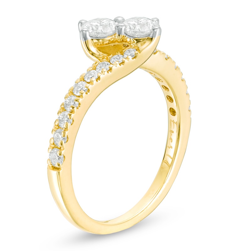 Main Image 2 of Previously Owned - Ever Us™ 0.50 CT. T.W. Two-Stone Diamond Bypass Ring in 14K Gold