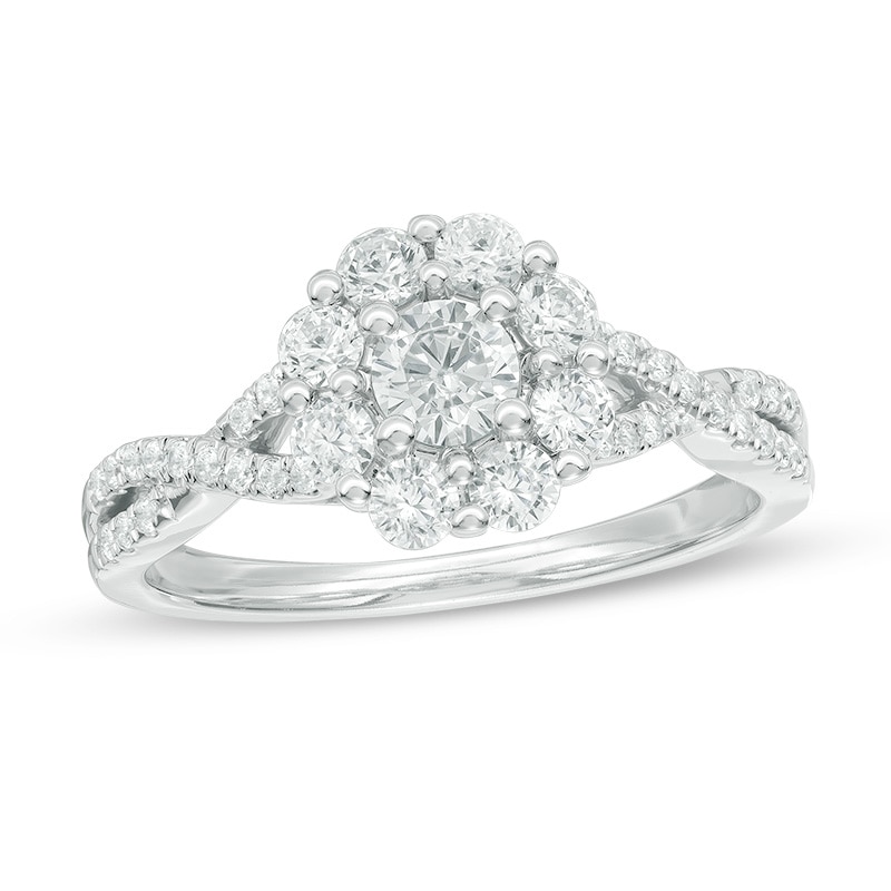 Previously Owned - 0.95 CT. T.W. Diamond Frame Engagement Ring in 14K White Gold (I/I2)|Peoples Jewellers