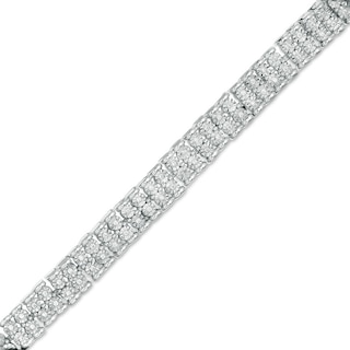 Previously Owned - 0.50 CT. T.W. Diamond Two Row Bracelet in Sterling Silver - 7.5"