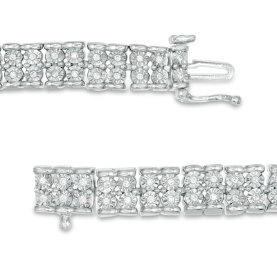 Previously Owned - 0.50 CT. T.W. Diamond Two Row Bracelet in Sterling Silver - 7.5"