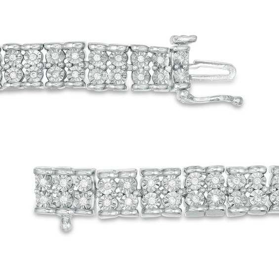 Previously Owned - 0.50 CT. T.W. Diamond Two Row Bracelet in Sterling Silver - 7.5"