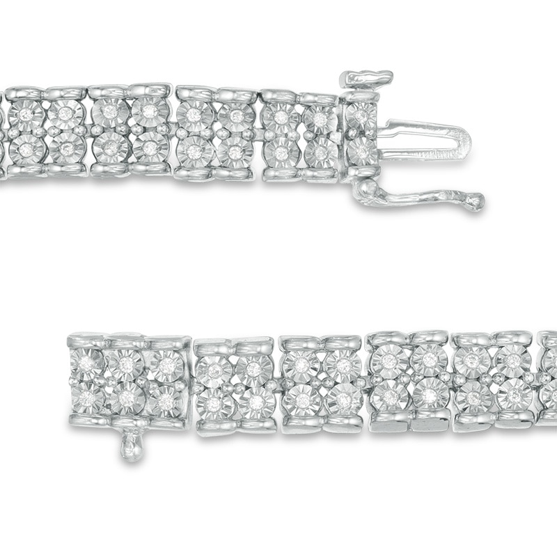 Previously Owned - 0.50 CT. T.W. Diamond Two Row Bracelet in Sterling Silver - 7.5"|Peoples Jewellers