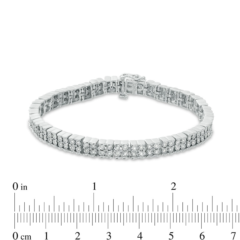 Previously Owned - 0.50 CT. T.W. Diamond Two Row Bracelet in Sterling Silver - 7.5"