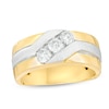 Previously Owned - Men's 0.75 CT. T.W. Diamond Three Stone Slant Ring in 10K Two-Tone Gold