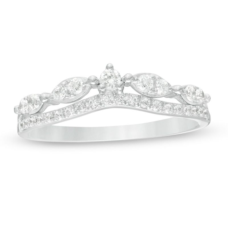 Previously Owned - 0.33 CT. T.W. Diamond Art Deco Contour Anniversary Band in 14K White Gold
