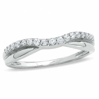 Previously Owned - 0.25 CT. T.W. Diamond Twist Contour Band in 14K White Gold