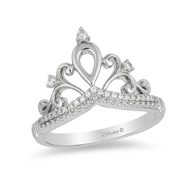 Previously Owned - Enchanted Disney Princess 0.085 CT. T.W. Diamond Tiara Ring in Sterling Silver