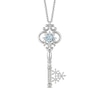 Thumbnail Image 0 of Previously Owned - Enchanted Disney Elsa 5.0mm Aquamarine and 0.085 CT. T.W. Diamond Pendant in Sterling Silver - 19"