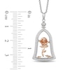 Previously Owned - Enchanted Disney Belle 0.18 CT. T.W. Diamond Rose Pendant in Sterling Silver and 10K Rose Gold - 19"