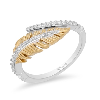 Previously Owned - Enchanted Disney Pocahontas 0.15 CT. T.W. Diamond Sideways Feather Bypass Ring in 10K Two-Tone Gold