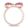 Previously Owned - Mickey Mouse & Minnie Mouse Garnet and Diamond Accent Bow Ring in 10K Rose Gold