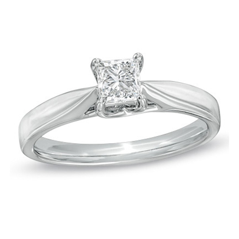 Previously Owned - Celebration Ideal 0.50 CT. Princess-Cut Diamond Ring in 14K White Gold (I/I1)|Peoples Jewellers