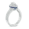 Thumbnail Image 1 of Previously Owned - Vera Wang Love Collection 0.95 CT. T.W. Pear-Shaped Diamond and Sapphire Ring in 14K White Gold