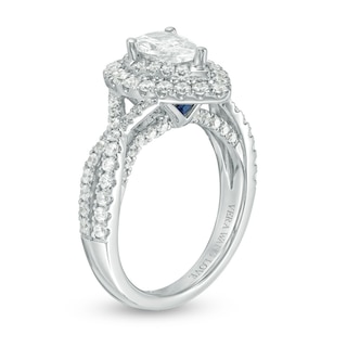 Previously Owned - Vera Wang Love Collection 1.58 CT. T.W. Pear-Shaped Diamond Double Frame Twist Engagement Ring in 14K White Gold