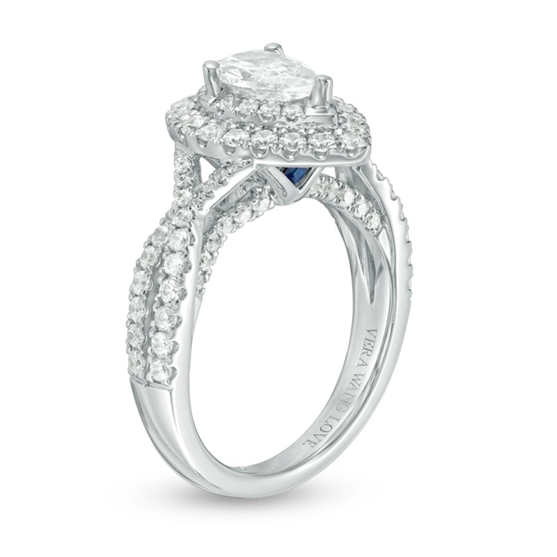 Previously Owned - Vera Wang Love Collection 1.58 CT. T.W. Pear-Shaped Diamond Double Frame Twist Engagement Ring in 14K White Gold|Peoples Jewellers